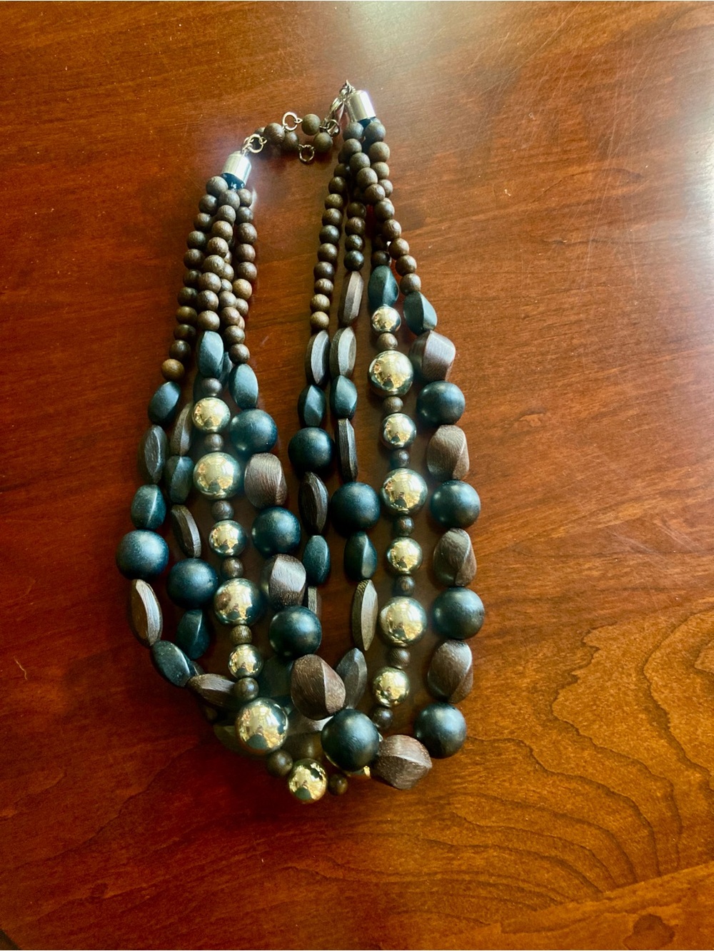 Multi-Strand Brown and Black Beaded Necklace - Unbranded
